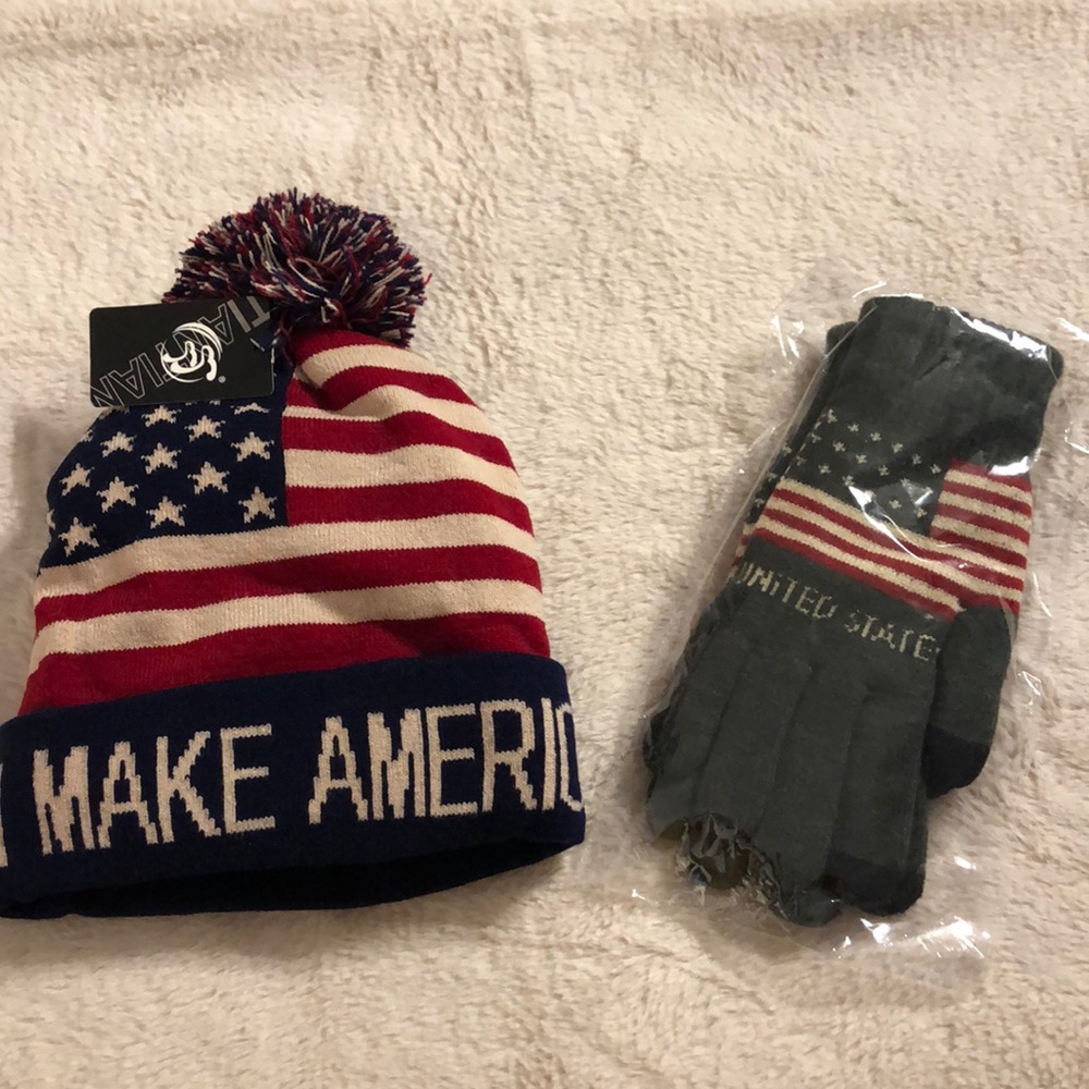 MAGA beanie and glove set
